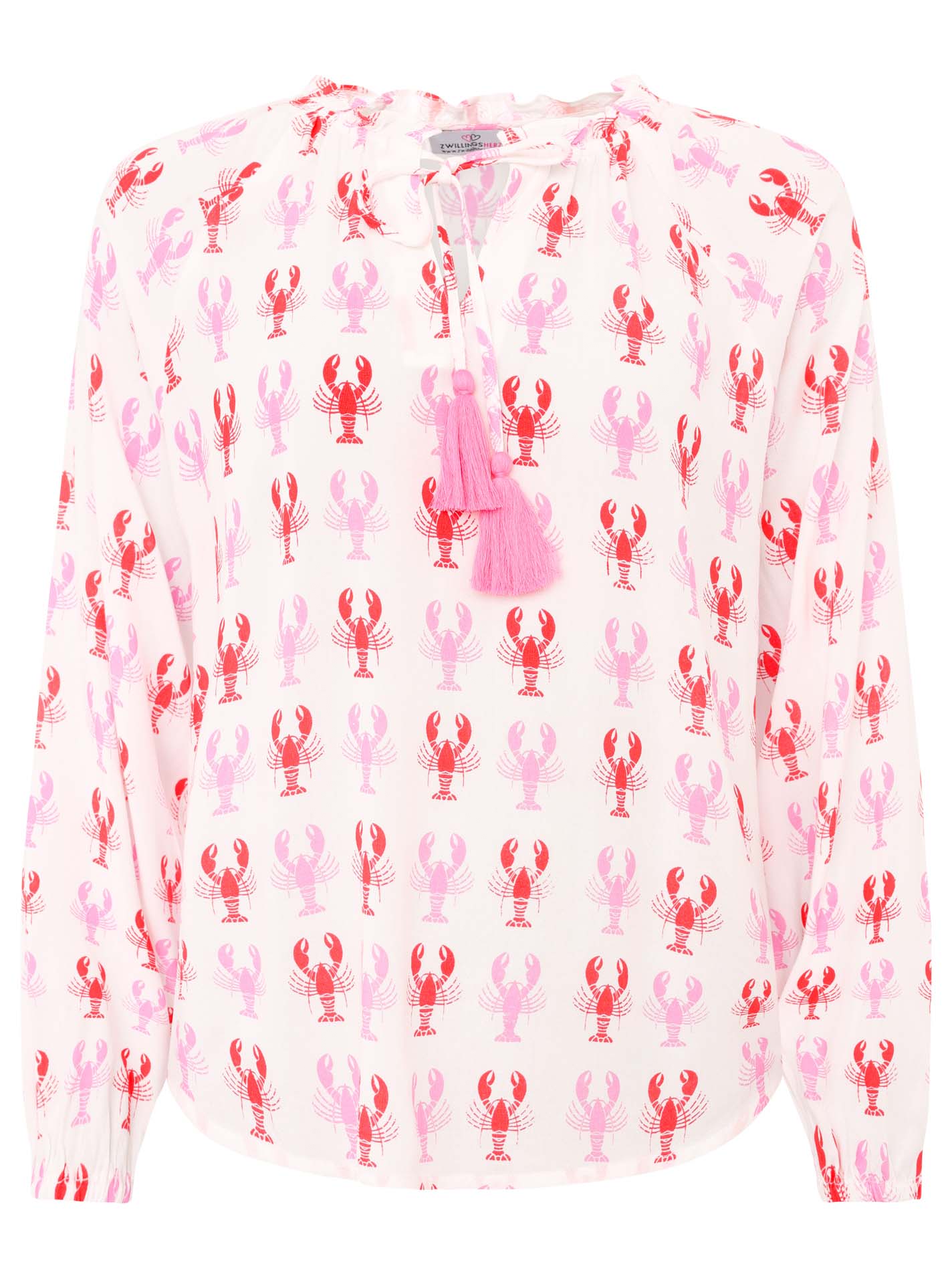 Bluse Viskose "Lobster Zweifarbig"