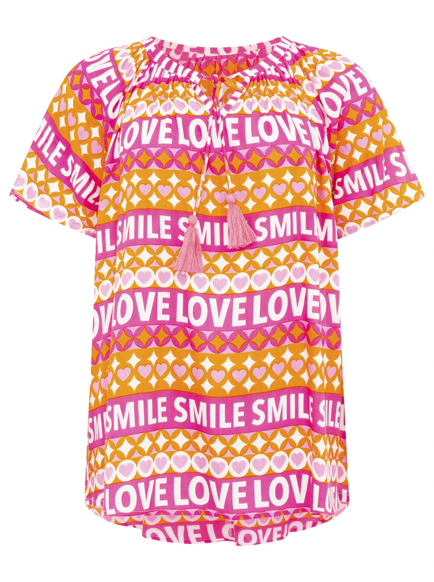 Bluse Kurzarm Viskose " Love Smile"