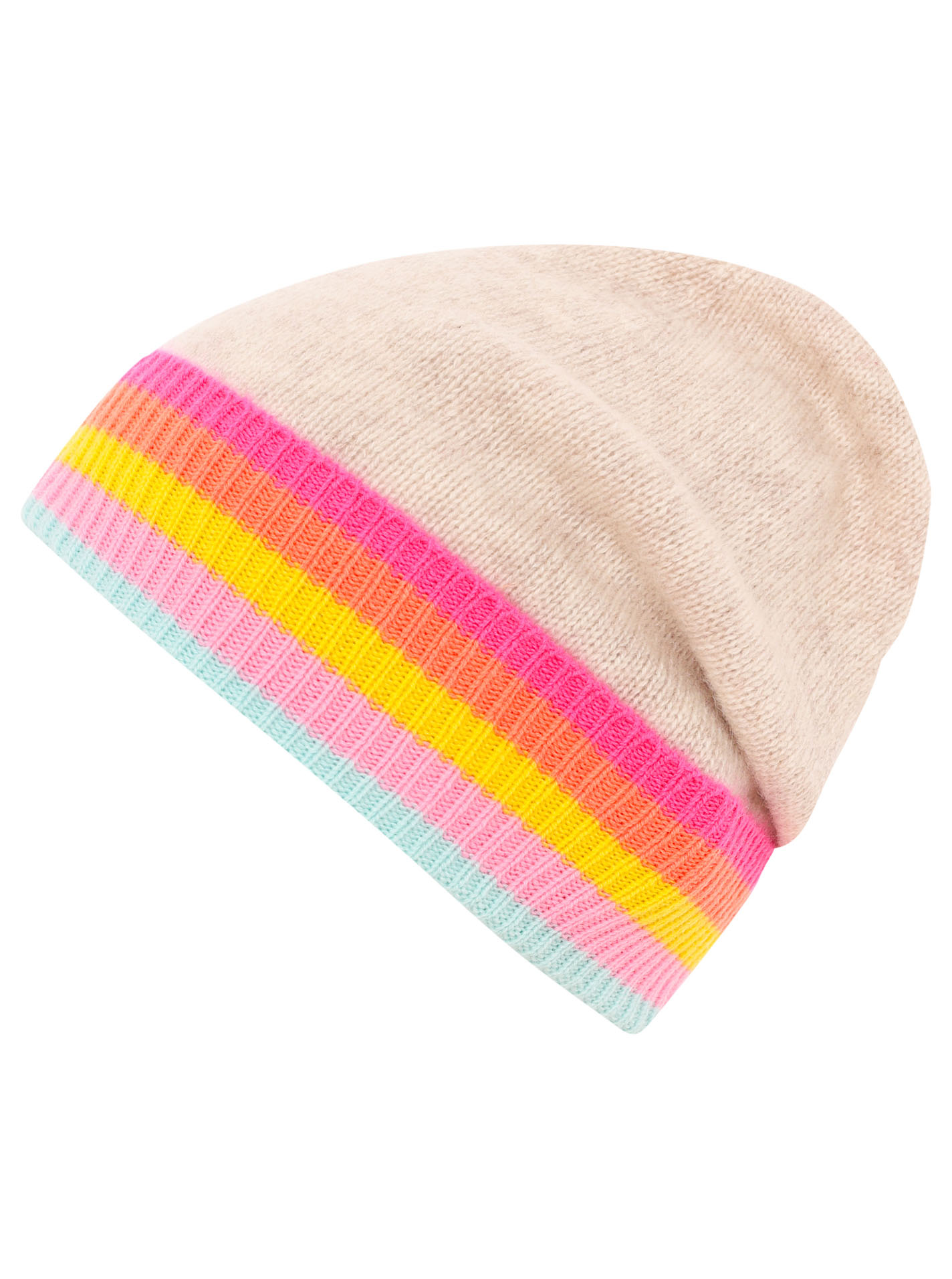 100% Cashmere Umschlagmütze "Regenbogen"