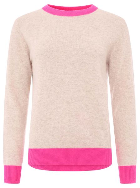 100% Cashmere Rundhals Pullover "Neon Kante"