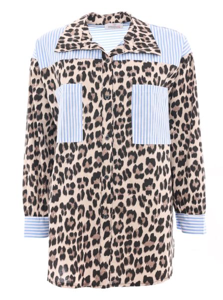 Oversize Bluse BW "Leo & Streifen"