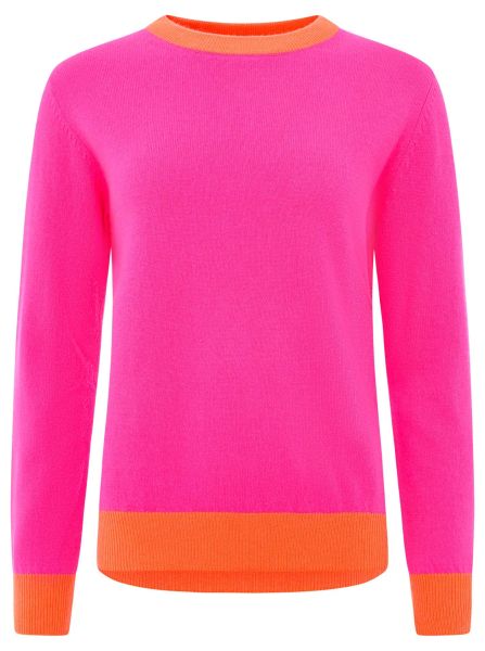 100% Cashmere Rundhals Pullover "Neon Kante"